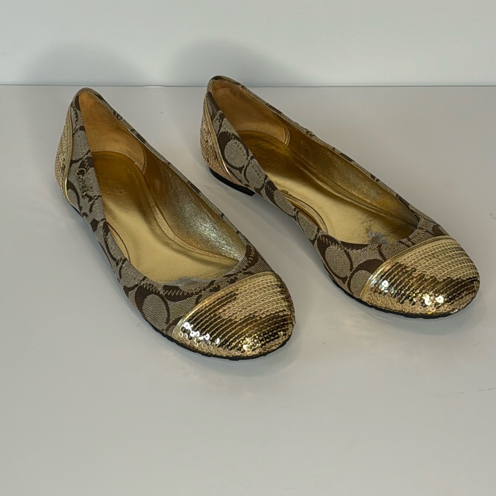 Coach gold sequin shoes